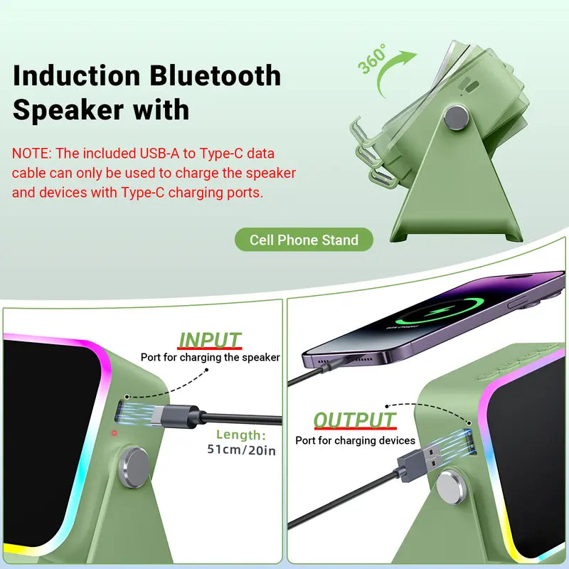 5-in-1 Wireless Speaker Phone Stand with Power Bank