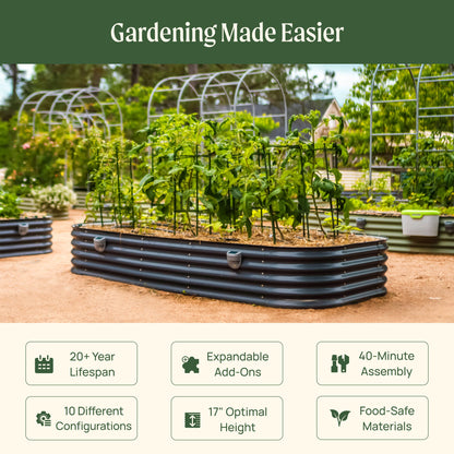 17" Tall 10 In 1 Jumbo Modular Metal Raised Garden Bed Kit
