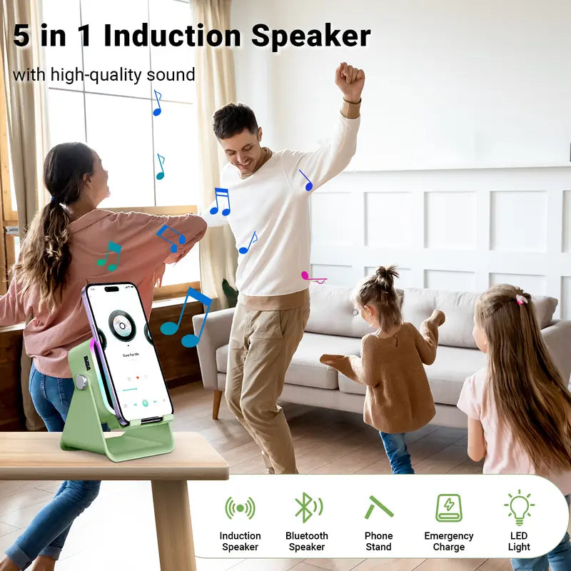5-in-1 Wireless Speaker Phone Stand with Power Bank