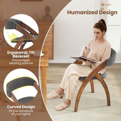 Dining Chair Set of 2 with Padded Cushion and Curved Back for Living Room-Walnut