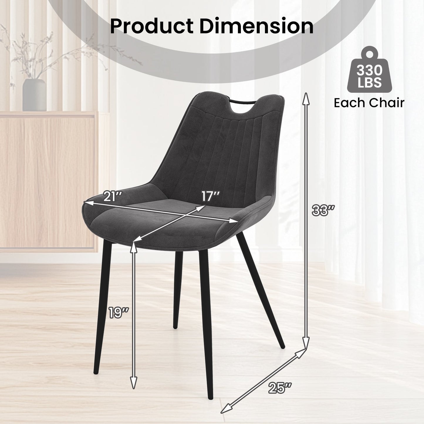 Dining Chair Set of 4 Faux Leather Upholstered Kitchen Chairs with Metal Legs