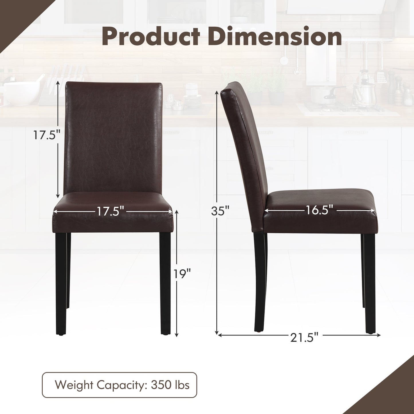 Dining Chair Set of 4 Upholstered Kitchen Dinette Chairs with Wood Frame