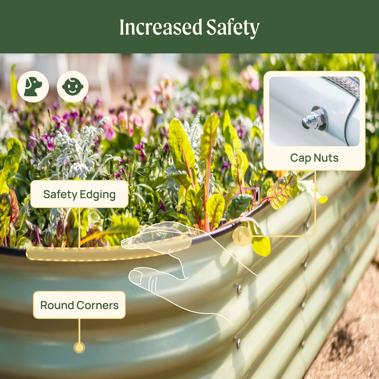 17" Tall 6 In 1 Medium Modular Metal Raised Garden Bed Kit