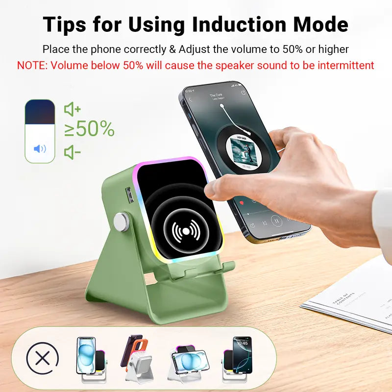 5-in-1 Wireless Speaker Phone Stand with Power Bank